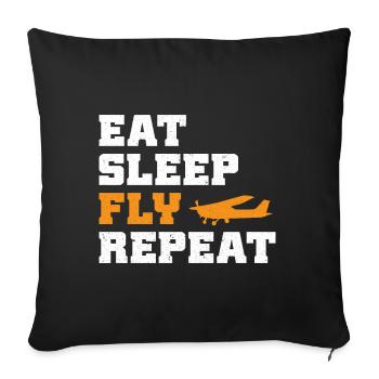Eat Sleep Fly Repeat - Sofa pillowcase 17,3'' x 17,3'' (45 x 45 cm) - black - Front