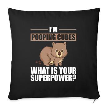 Wombat I Wombats I Animaux qui font caca Portraits - Housse de coussin décorative 45 x 45 cm - noir - Devant