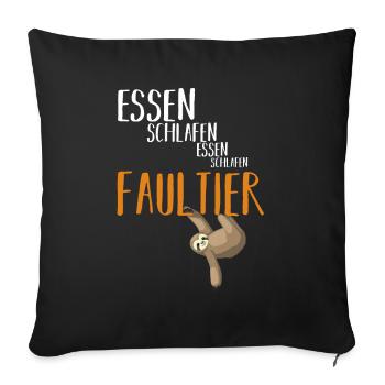 Essen Schlafen Essen Schlafen Faultier - Sofakissenbezug 45 x 45 cm - Schwarz - Vorne
