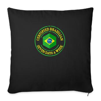 Drapeau Brésilien Certifié Brésilien - Housse de coussin décorative 45 x 45 cm - noir - Devant