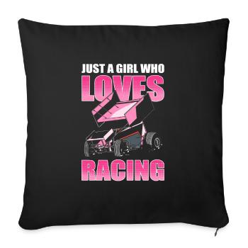 Je suis juste une fille qui aime la piste de terre battue - Housse de coussin décorative 45 x 45 cm - noir - Devant