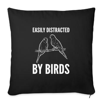 Easily Distracted By Birds Ornithology - Sofa pillowcase 17,3'' x 17,3'' (45 x 45 cm) - black - Front