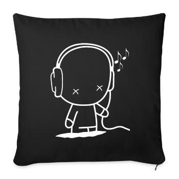 Man with headphones, music sheet music concert party - Sofa pillowcase 17,3'' x 17,3'' (45 x 45 cm) - black - Front