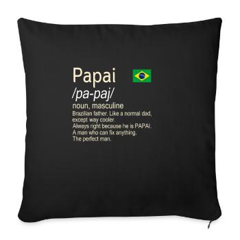 Papai Père brésilien Définition du dictionnaire - Housse de coussin décorative 45 x 45 cm - noir - Devant