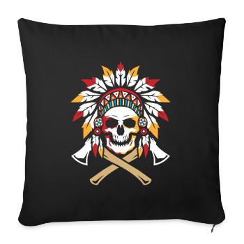 Native American Skull Axe Indigenous - Sofa pillowcase 17,3'' x 17,3'' (45 x 45 cm) - black - Front