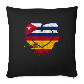 Espagne Cuba Coeur - Housse de coussin décorative 45 x 45 cm - noir - Devant