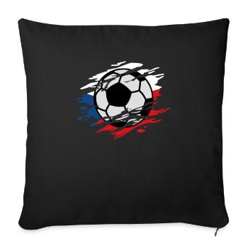 Tschechische Republik Fußball Tschechische Flagge - Sofakissenbezug 45 x 45 cm - Schwarz - Vorne