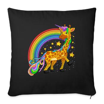 Fantasy Fairy Tale Animal Rainbow Giraffe Unicorn - Sofa pillowcase 17,3'' x 17,3'' (45 x 45 cm) - black - Front