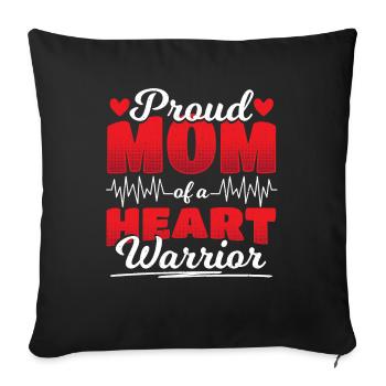 Fière maman d’un guerrier du cœur Mère guerrière du cœur - Housse de coussin décorative 45 x 45 cm - noir - Devant