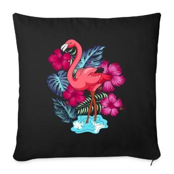 Tropical Animal Summer Gift Pink Flamingo - Sofa pillowcase 17,3'' x 17,3'' (45 x 45 cm) - black - Front