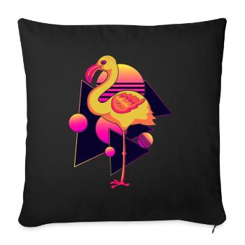 Summer Vaporwave Tropical Animal Gift Flamingo - Sofa pillowcase 17,3'' x 17,3'' (45 x 45 cm) - black - Front