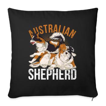 Hundeliebhaber Geschenkidee Australian Shepherd - Sofakissenbezug 45 x 45 cm - Schwarz - Vorne