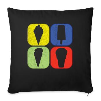 Crème glacée Été Plage Crème glacée Ambiances de vacances - Housse de coussin décorative 45 x 45 cm - noir - Devant