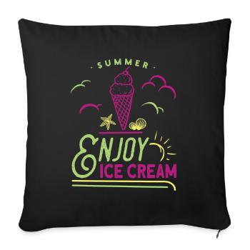 Crème glacée Été Plage Crème glacée Ambiances de vacances - Housse de coussin décorative 45 x 45 cm - noir - Devant