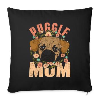 Puggle Mom Dog Gift Mother's Day Puggle - Sofa pillowcase 17,3'' x 17,3'' (45 x 45 cm) - black - Front
