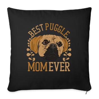 Amoureux des chiens Cadeau de fête des mères Chien Puggle - Housse de coussin décorative 45 x 45 cm - noir - Devant