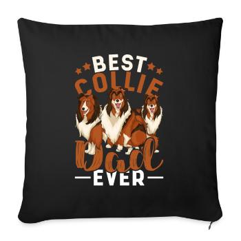 Chien Amoureux Fête des Pères Cadeau Chien Papa Collie - Housse de coussin décorative 45 x 45 cm - noir - Devant