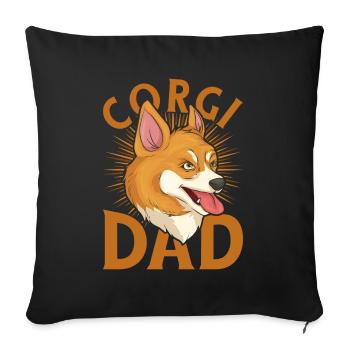 Idée cadeau de fête des pères Papa Chien Ami Welsh Corgi - Housse de coussin décorative 45 x 45 cm - noir - Devant