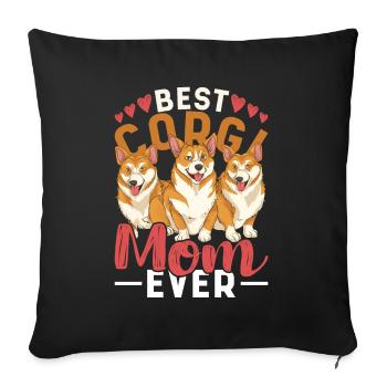 Amoureux des chiens Cadeau de fête des mères Chien Mama Corgi - Housse de coussin décorative 45 x 45 cm - noir - Devant