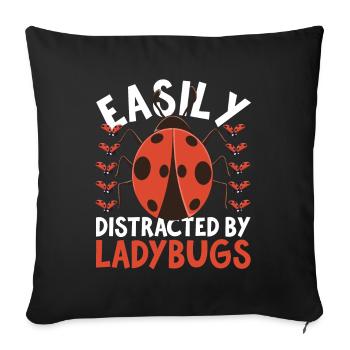 Gift idea insect animal motif ladybug - Sofa pillowcase 17,3'' x 17,3'' (45 x 45 cm) - black - Front