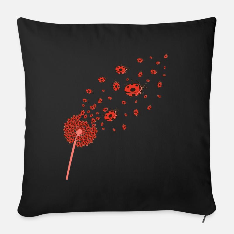 Coccinelle Pusteflower Idée cadeau Coccinelle - Housse de coussin décorative 45 x 45 cm - noir
