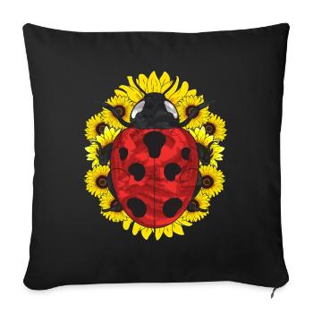 Sunflower Gift Idea Insect Animal Ladybug - Sofa pillowcase 17,3'' x 17,3'' (45 x 45 cm) - black - Front
