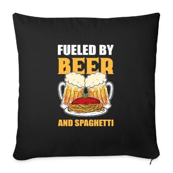 Alimenté par la bière et les spaghettis - Housse de coussin décorative 45 x 45 cm - noir - Devant
