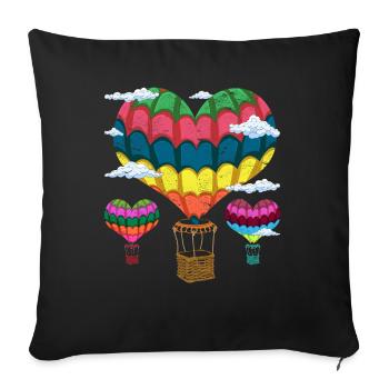 Balloon Heart Balloonist Cadeau Montgolfière - Housse de coussin décorative 45 x 45 cm - noir - Devant