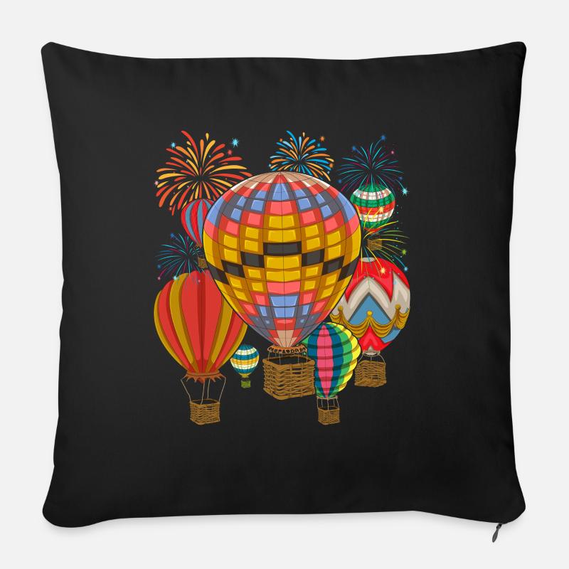 Ballonfahrer Geschenk Feuerwerk Heißluftballon - Sofakissenbezug 45 x 45 cm - Schwarz