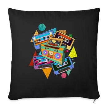 Retro 80s Gift Eighties Cassette de musique - Housse de coussin décorative 45 x 45 cm - noir - Devant