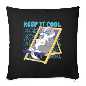 Crème glacée Été Plage Crème glacée Chat de vacances - Housse de coussin décorative 45 x 45 cm - noir - Devant