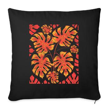 Monstera Deliciosa quitte Tropical Monstera - Housse de coussin décorative 45 x 45 cm - noir - Devant