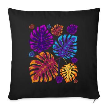 Colorful Tropical Leaves Gardener Gift Monstera - Sofa pillowcase 17,3'' x 17,3'' (45 x 45 cm) - black - Front
