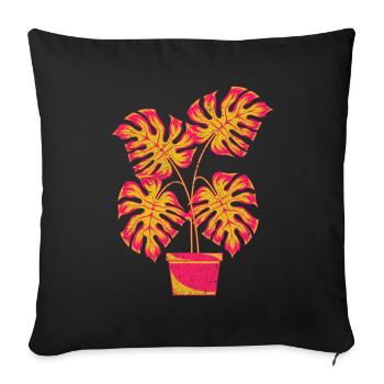 Jardinier tropical de plantes d’intérieur Cadeau Monstera - Housse de coussin décorative 45 x 45 cm - noir - Devant