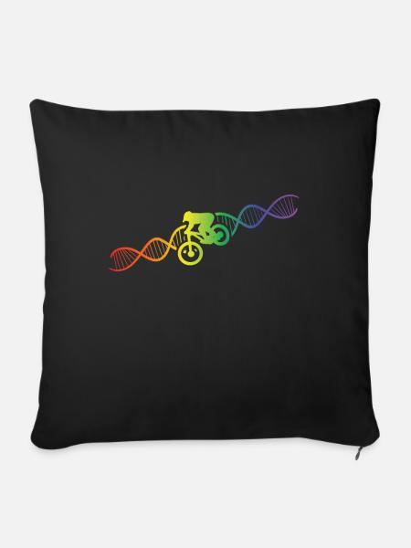 DNA Helix Regenbogen Genetik Mountainbike Bunt - Sofakissenbezug 45 x 45 cm - Schwarz