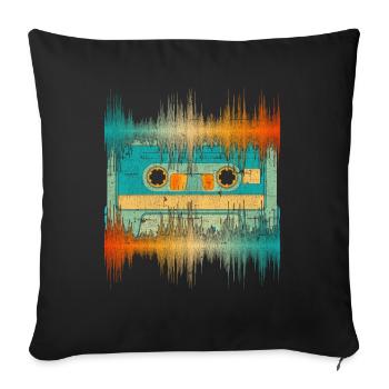Retro Cassette Music Gift Musician Soundwave - Sofa pillowcase 17,3'' x 17,3'' (45 x 45 cm) - black - Front
