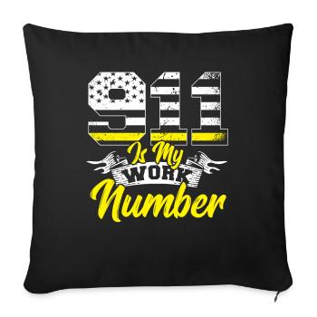 Is My Work Number Police Dispatcher Thin Yellow - Sofa pillowcase 17,3'' x 17,3'' (45 x 45 cm) - black - Front