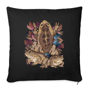 Amphibians Animal Motif Gift Frog Vintage Toad - Sofa pillowcase 17,3'' x 17,3'' (45 x 45 cm) - black - Front