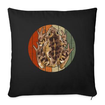 Frog Animal Amphibians Gift Retro Toad - Sofa pillowcase 17,3'' x 17,3'' (45 x 45 cm) - black - Front