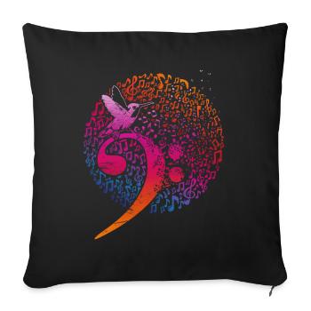 Notes de musique Bass Key Clef d’oiseau - Housse de coussin décorative 45 x 45 cm - noir - Devant