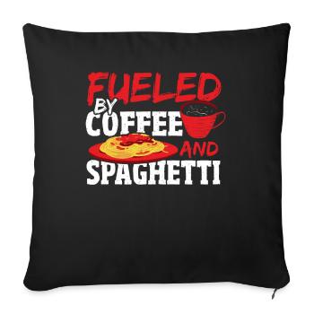 Fueled By Coffee and Spaghetti Italian Pasta - Sofa pillowcase 17,3'' x 17,3'' (45 x 45 cm) - black - Front