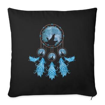 Gift Idea Feathers Dream Catcher Howling Wolf - Sofa pillowcase 17,3'' x 17,3'' (45 x 45 cm) - black - Front
