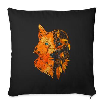 Predator Animal Motif Indien Attrape-rêves Loup - Housse de coussin décorative 45 x 45 cm - noir - Devant