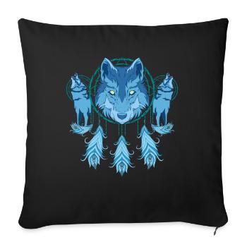 Wolf Dream Catcher - Sofa pillowcase 17,3'' x 17,3'' (45 x 45 cm) - black - Front