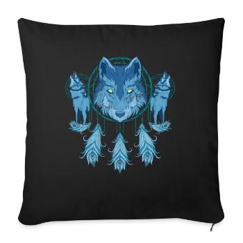 Predator Dream Catcher Animal Motif Gift Wolf - Sofa pillowcase 17,3'' x 17,3'' (45 x 45 cm) - black - Front