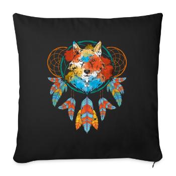 Dream Catcher Wolf - Sofa pillowcase 17,3'' x 17,3'' (45 x 45 cm) - black - Front