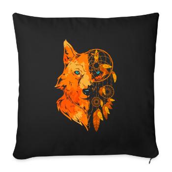Predator Wolf Animal Gift Indian Dream Catcher - Sofa pillowcase 17,3'' x 17,3'' (45 x 45 cm) - black - Front