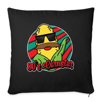 Années 80 Cornstar Moustache Barbe Drôle Moustache - Housse de coussin décorative 45 x 45 cm - noir - Devant