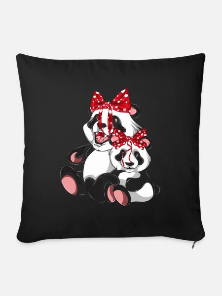 Pandabär - Sofakissenbezug 45 x 45 cm - Schwarz