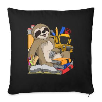 School Animal Motif Gift School Beginners Sloth - Sofa pillowcase 17,3'' x 17,3'' (45 x 45 cm) - black - Front
